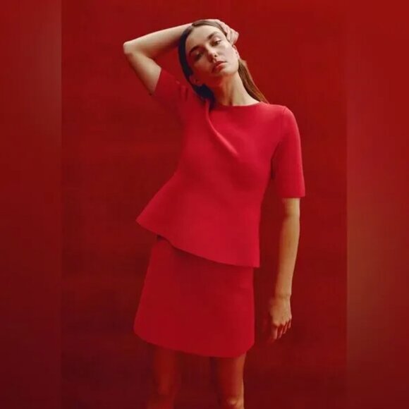 ZARA BASIC KNIT PEPLUM TOP AND PLAIN KNIT MINI SKIRT 2 PIECES SET NWT - Picture 4 of 11